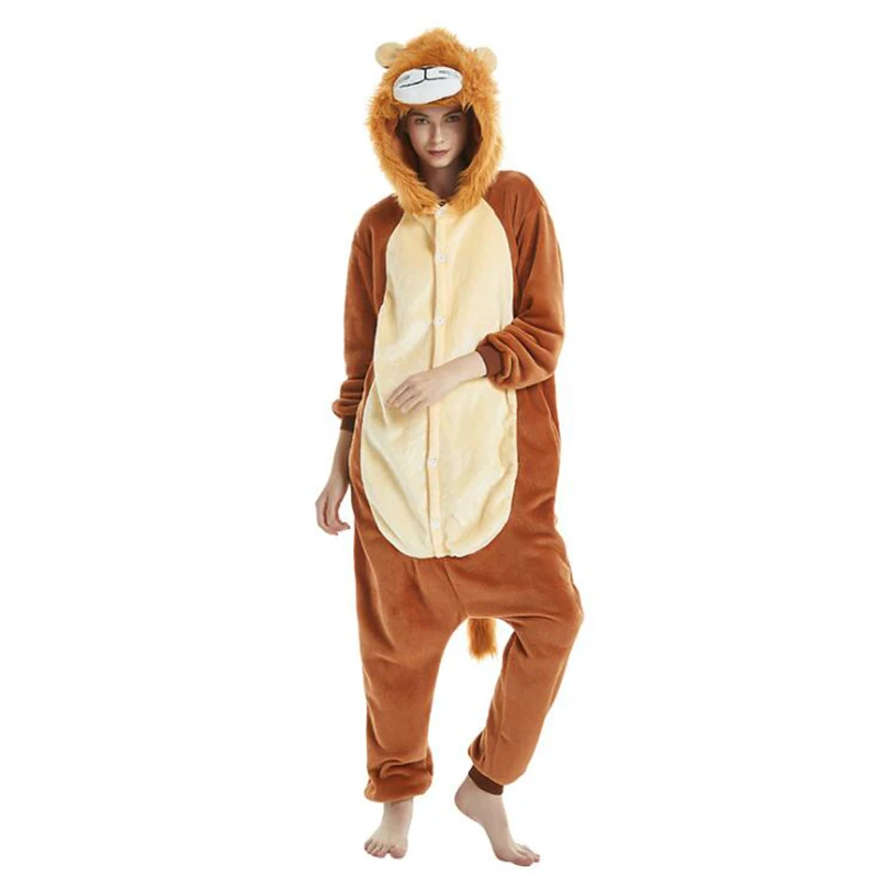 Animals Kigurumi Unicorn Costume Adult Girl Onesies Flannel Animal Lion Women Men Anime Jumpsuit Disguise Onepiece Suit