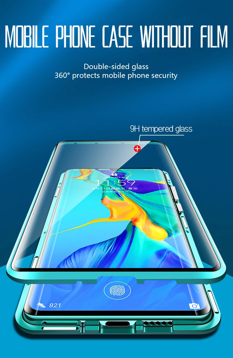 Роскошный защитный Магнитный чехол на весь корпус для huawei P30 P20 lite Pro 360, задняя крышка из закаленного стекла huawei mate 30 20 Pro Чехол