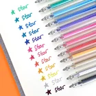 12 ярких цветов маркер с блестками, художественный маркер, шариковая ручка 1,0 мм, лайнер для рисования, ручки, альбом для надписи, школа F894