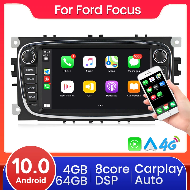 

Автомагнитола 2 Din без DVD для Ford Focus S-Max Mondeo 9 Galaxy C-Max мультимедийный видео GPS навигатор плеер Carplay 4G LTE