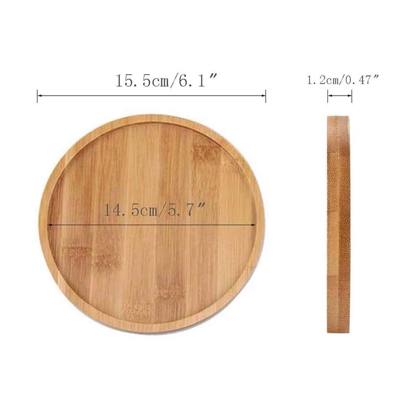 6.1 Inch Round Bamboo Plants Plant Saucer Pot Tray For Indoor And Outdoor | Дом и сад