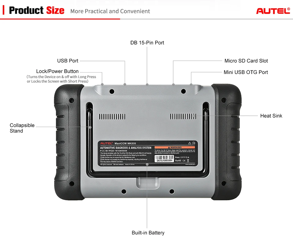 Autel MaxiCOM MK808 OBD2 сканер профессиональные автомобильные инструменты полная система