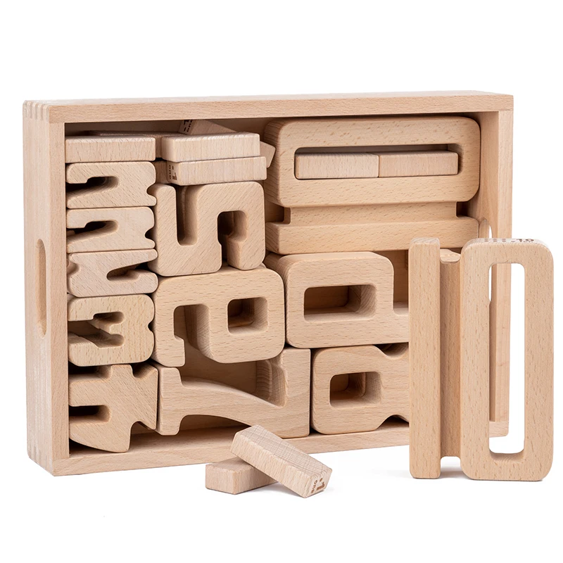 

1-10 Wooden Digital Model Blocks Kids Education Numbers Stacking Toys Jenga Games Big Digital Blocks No Paint Smooth Wooden Toys