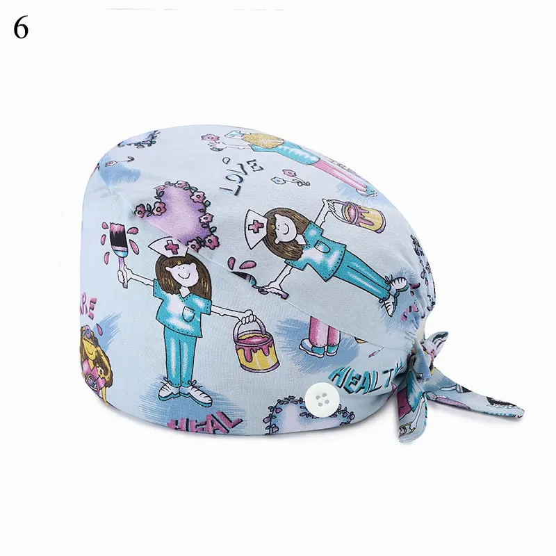 

Pure Cotton Buckle Fashion Breathable Scrub Cap Printed Button Work Hat Casual Unisex Outdoors Work Hat Casquette Wholesale