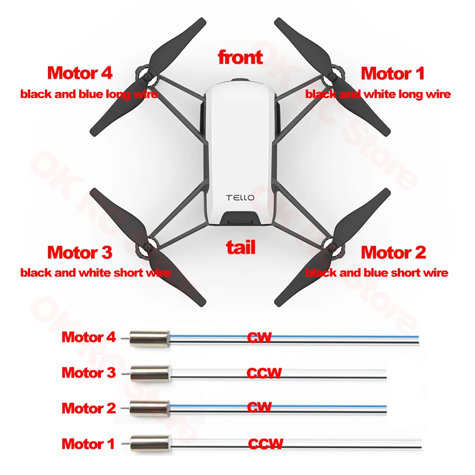 Высокая производительность DJI Tello двигатель 8520 матовый двигатель запасные части для TELLO RYZE Tello EDU Дрон RC Quadcopter CW CCW