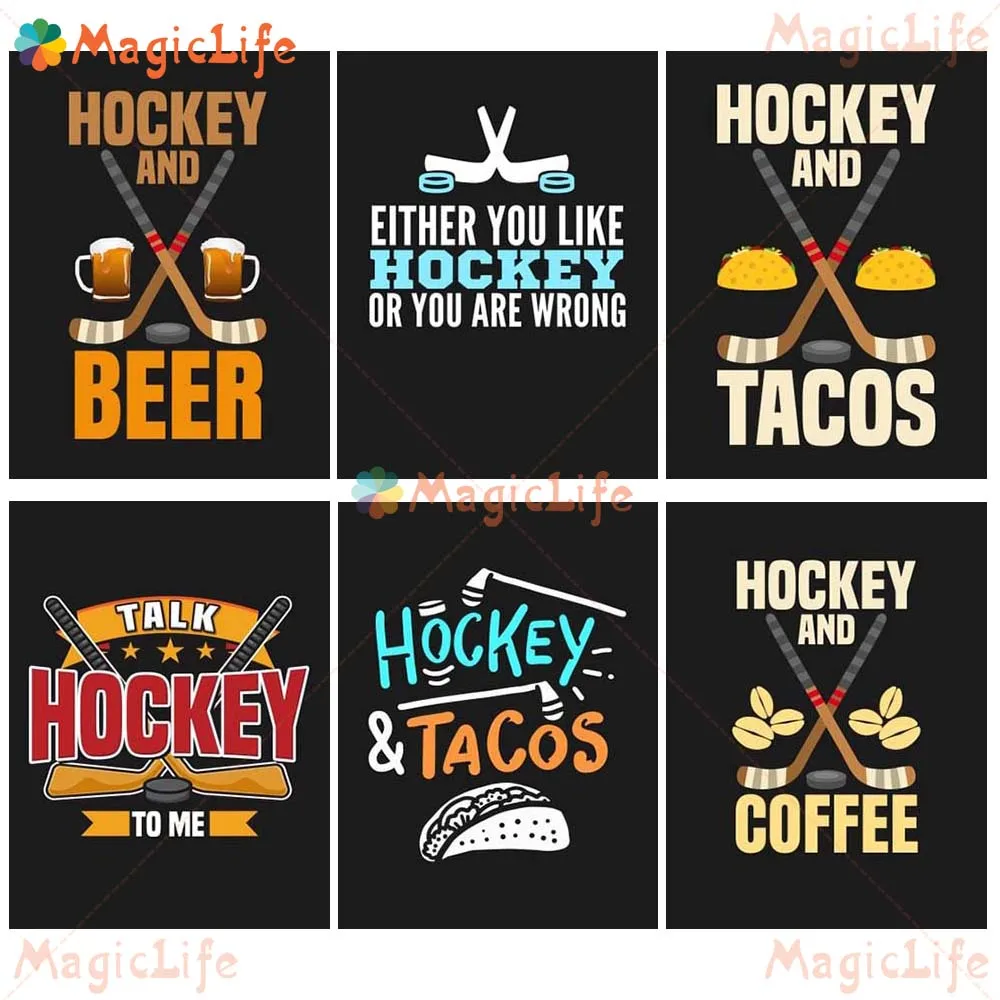 

Cartoon Hockey Tacos Coffee Kitchen Beer Wall Pictures For Living Room Quotes Nordic Poster Wall Art Canvas Painting Unframed