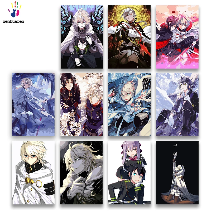 DIY картинки для раскраски по номерам с цветами Серафим японской манги рисование