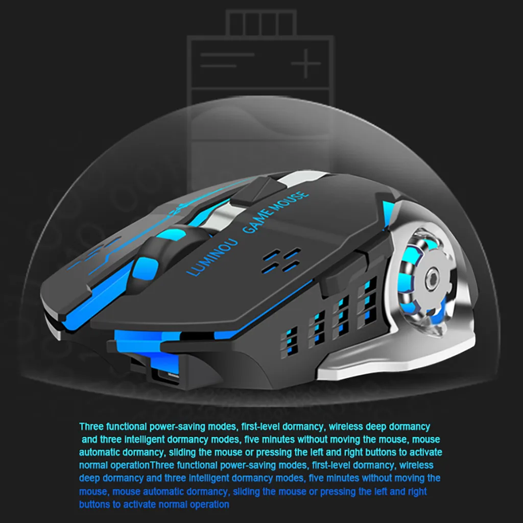 Rechargeable 2.4Ghz Wireless Mouse Silent Illuminated Mechanical Mouse USB Gaming Mouses 2400dpi 7 Colors Raton Inalambrico
