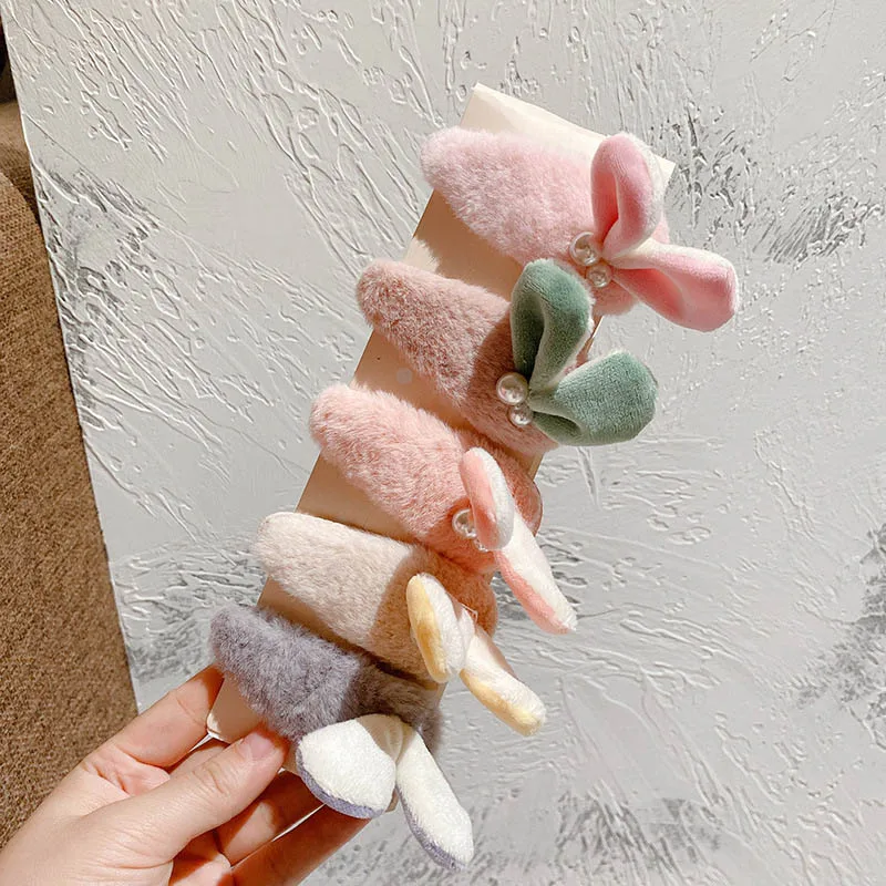 

Заколка для волос для девочек, для женщин, плюшевый кролик, Lop заколки «кошачьи ушки», ярких цветов, аксессуар для волос, 5 шт., шпильки с плюше...