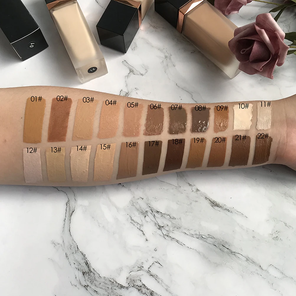 

22 цвета, стеклянная Квадратная бутылка, Жидкая основа под макияж, частная марка, увлажняющий зернистый цвет лица