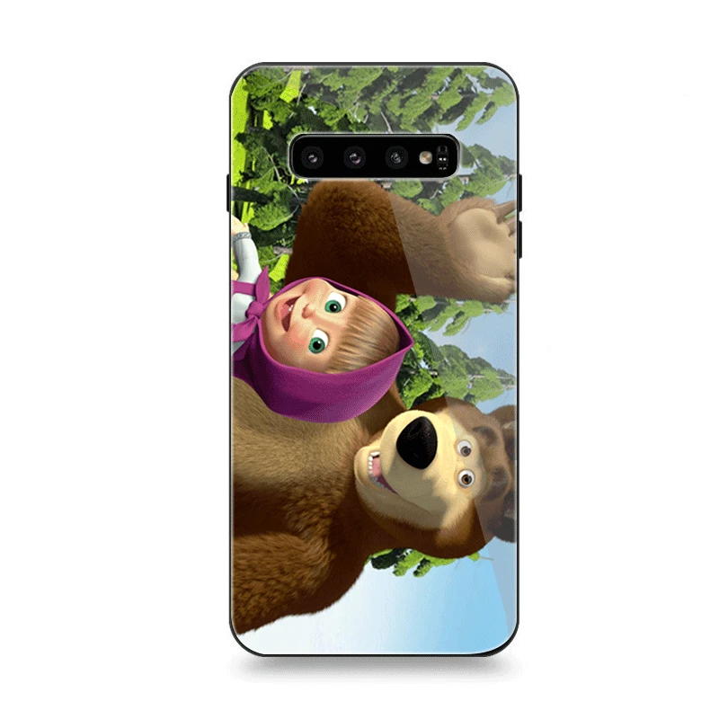 G7 Чехол для телефона Стекло для samsung A40 A50 A10 A20 A30 A60 A70 S10 S7 край S8 S9 Plus Note 8 9 чехол с героями мультфильма «Маша и Медведь» - Цвет: G7