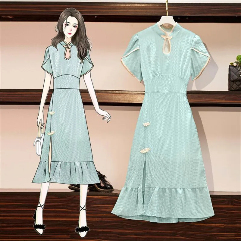 Женское винтажное платье-Ципао Элегантное синее длинное платье в стиле 1920-х