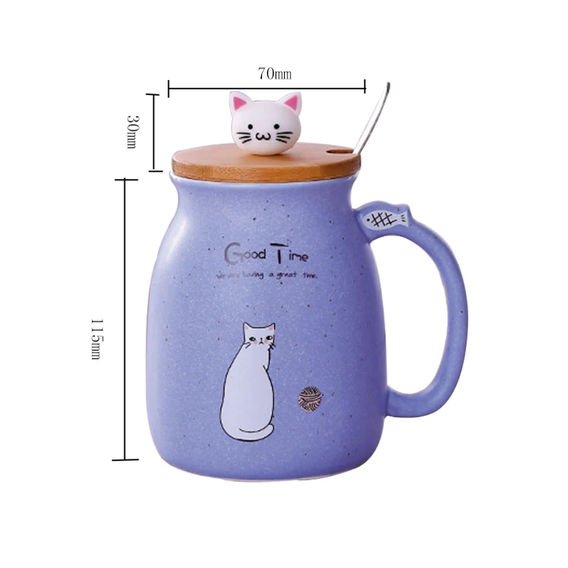 Hot Color With Lid Cup Kitten Milk Coffee Ceramic Mug Children Cartoon Sesame Cat Heat-resistant | Дом и сад