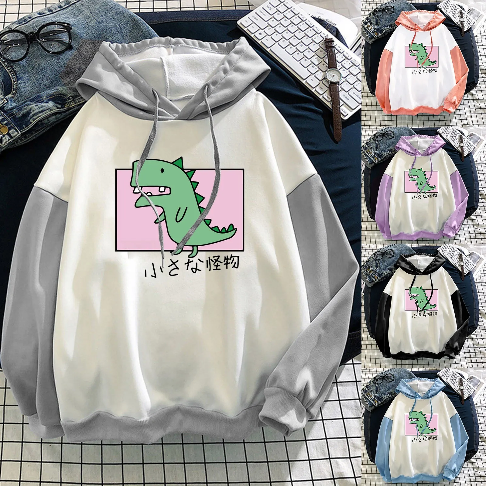 

58# Cartoon Print Hoodies Women Hooded Long Sleeve Autumn Winter Sweatshirts Harajuku Kawaii Tops Oversize Pullover Streetwear