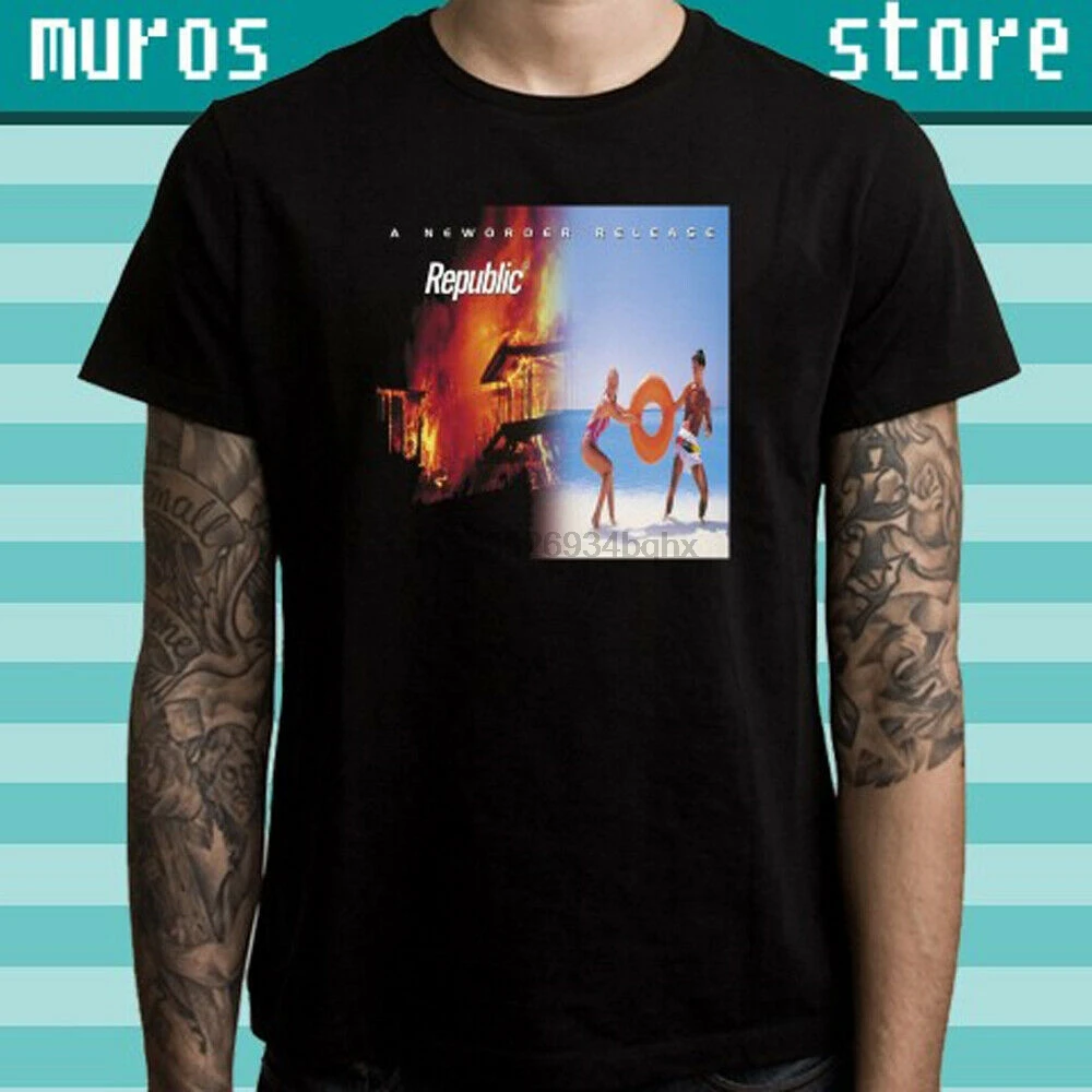 Новый заказ альбом рок группа Мужская Черная футболка|Мужские футболки| |