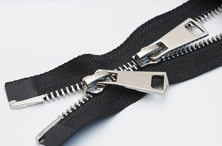 blacksilver 1 шт., золотые, серебристые, черные, экологически чистые Металлические молнии, 5# A Coudre, двойные ползунки, застежки-молнии для шитья, пуховики, аксессуары - Цвет: blacksilver