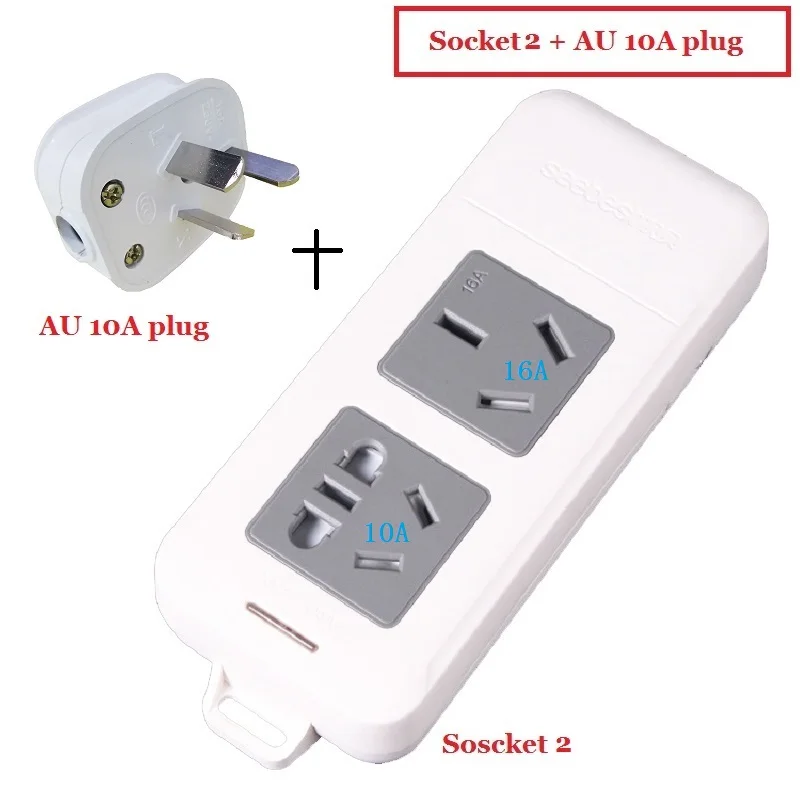 AU/CN Plug 10A/16A силовая полоса бытовая техника Высокая мощность кондиционер проводка расширения питания - Цвет: Socket 2-10 AU plug