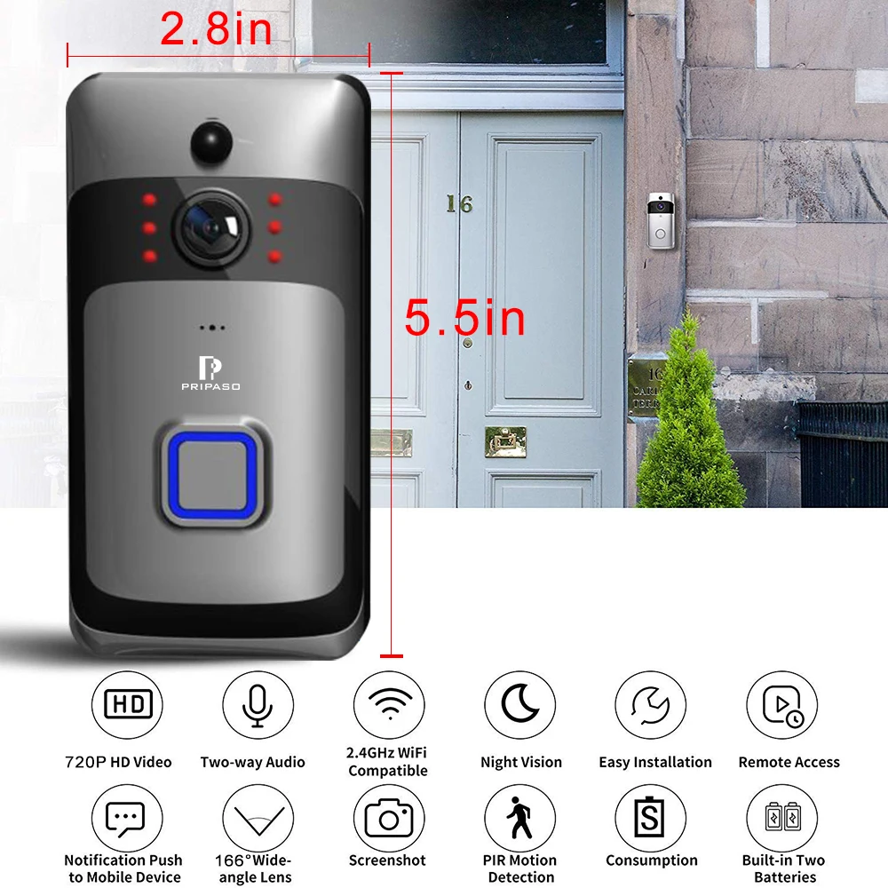 Pripaso 720P Deurbel Wifi дверной звонок камера Умный Звонок домашняя сигнализация