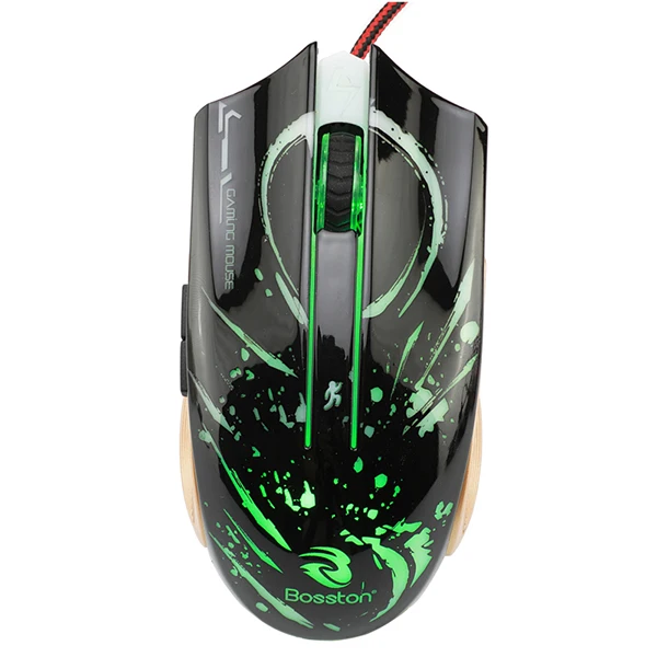 Black Bosston игровая мышь 6 клавиш 2400 dpi оптическая мышь Компьютерные Мыши с USB дыхательный светильник для ПК ноутбук Настольный GM100 - Цвет: Black