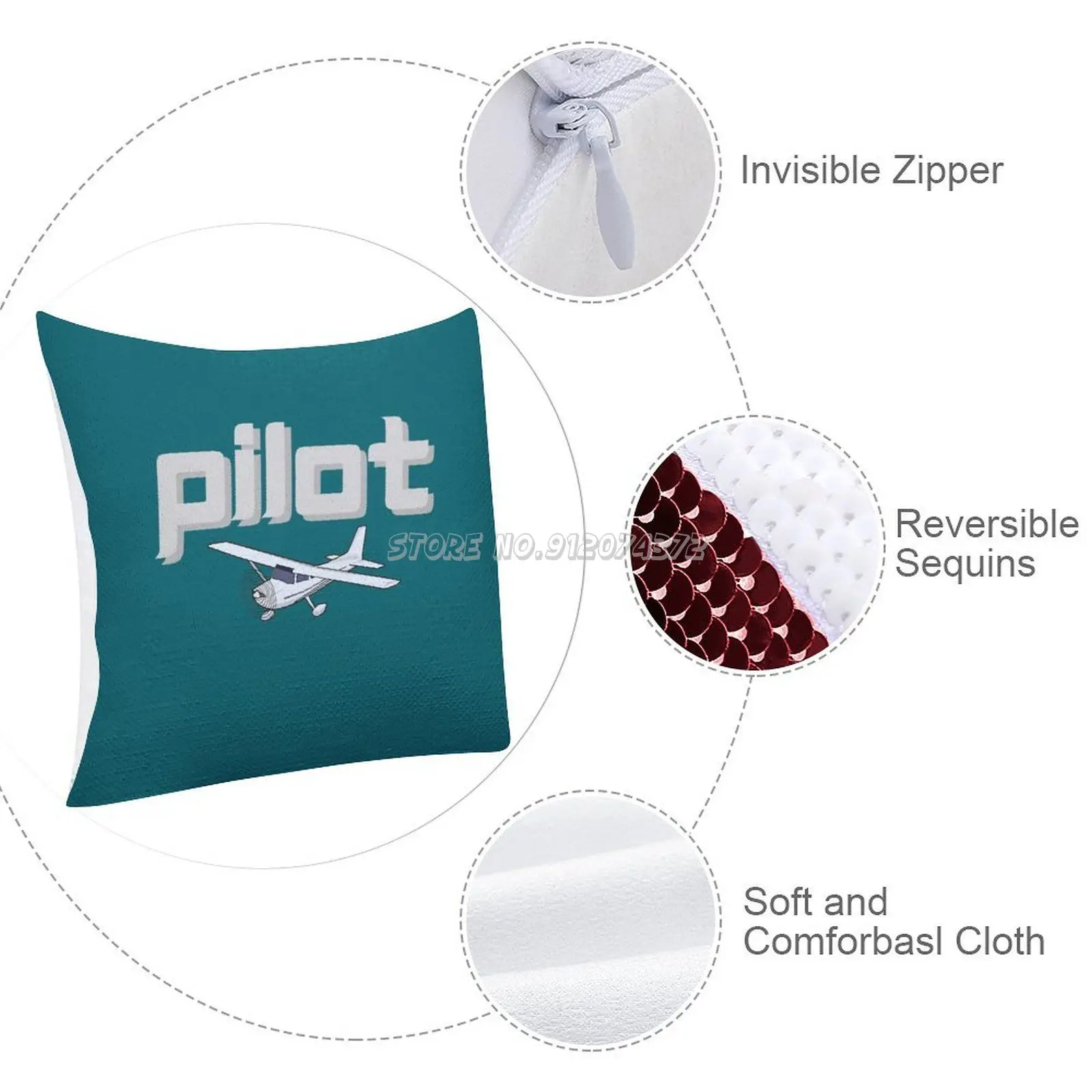 Pilot Pilot&ampco Combo Sequin Pillowcase Glitter Pillow Case for Sofa Decorative Party Valentines Day Airpl | Дом и сад