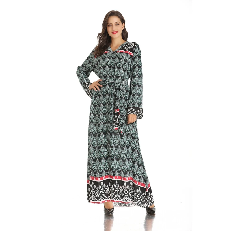 

2021 New Muslim Fashion Formal Dresses Arab Oman Turkey Morocco Loose Plus Size Maxi Robes Femme Eid Ramadan Abaya Women Clothes