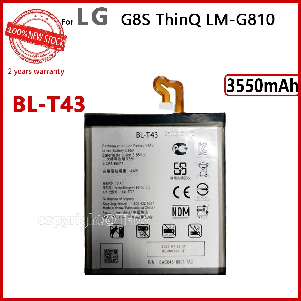 

100% Genuine BL-T43 New Battery For LG G8S ThinQ LM-G810 3550mAh Mobile Phone Original High Quality Batteries