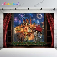 christmas backdrop 2022 happy new year fireworks castle fairy newborn photography background vinyl night curtain window view