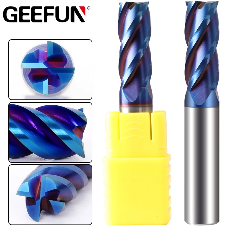 

HRC65 Carbide End Mills CNC Cutter 4 Flute Milling Cutter Tungsten Nano Coating endmill Flat Square CNC Maching Cutting Tools