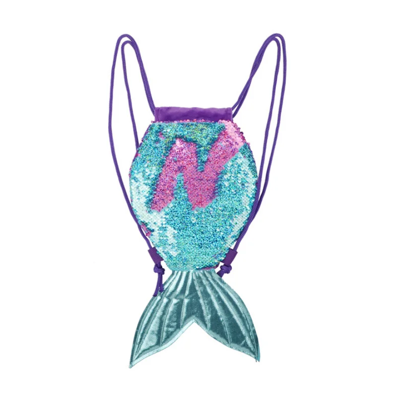 Одеяло хвост русалки с пайетками модная сумка на шнурке для девочек рюкзак