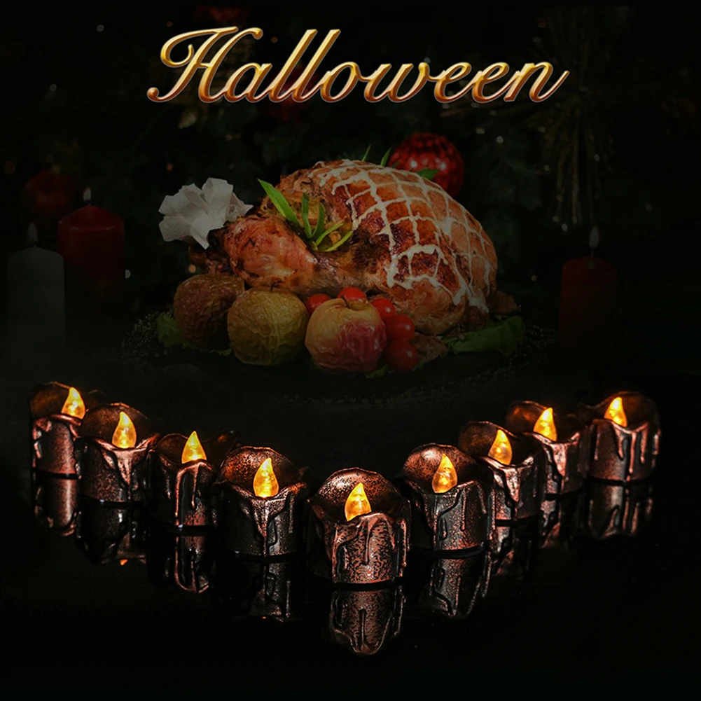 12/24pcs Creative LED Candle Light Plated Tear Battery Powered Halloween Christmas Wedding Birthday Party Decoration | Дом и сад