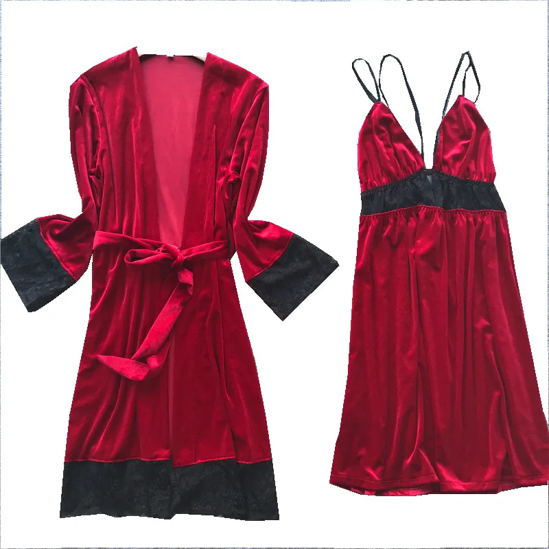 Новая модная зимняя теплая пижама из плотного бархата Женский комплект двух