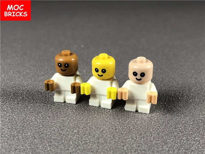 1 шт./лот MOC кирпичи Сделай Сам Детский/младенческий белый корпус с желтыми руками