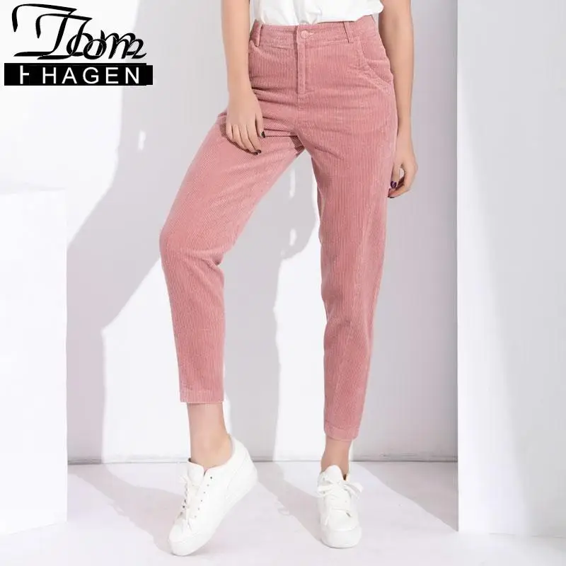 Женские свободные брюки шаровары Tom Hagen повседневные вельветовые большого