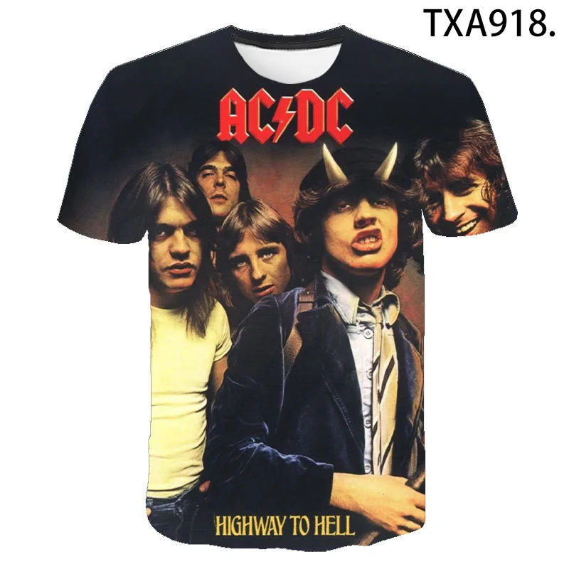 

2020 New 3D Summer Printed T Shirts AC DC Casual Men Women Children Fashion Short Sleeve Boy Girl Kids Short Sleeve Cool Tops