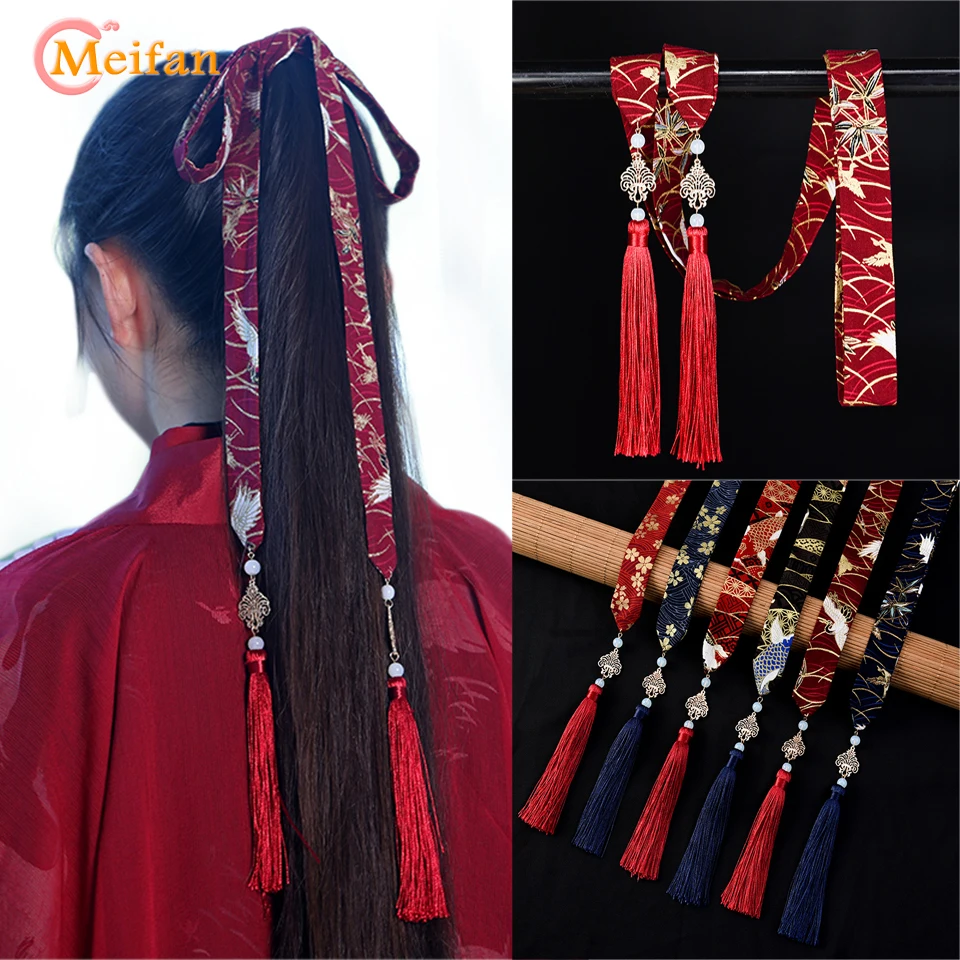 MEIFAN Китайский древний стиль вышивка волос лента Hanfu кисточка для шифоновый