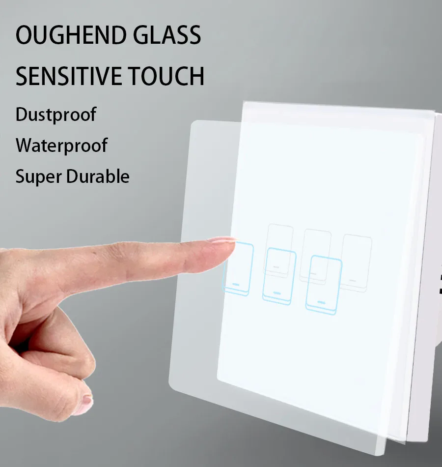 Wifi Smart Touch Sensor Switch 1/2/3 Gang EU Glass Panel APP/Voice/Touch Control Works with Alexa | Безопасность и защита