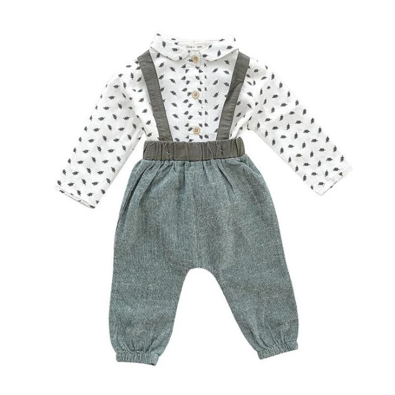 Цветочные Длинные рукава Детская блуза + вельвет чулок Штаны комплект одежды для