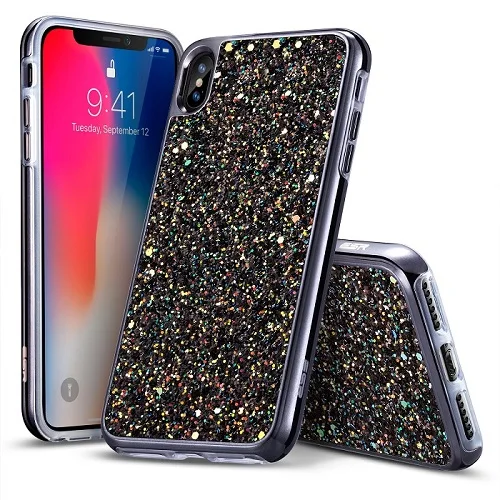 Чехол чехол для Apple iPhone 7 7 Plus 8 8 Plus, esесесесессверсверсверсверсверсверсверсверсверсверсверсверсверсверроскошный Блестящий двухслослойный Мягкий ТПУ+ Жесткая задняя крышка из ПК для iPhone X - Цвет: Black