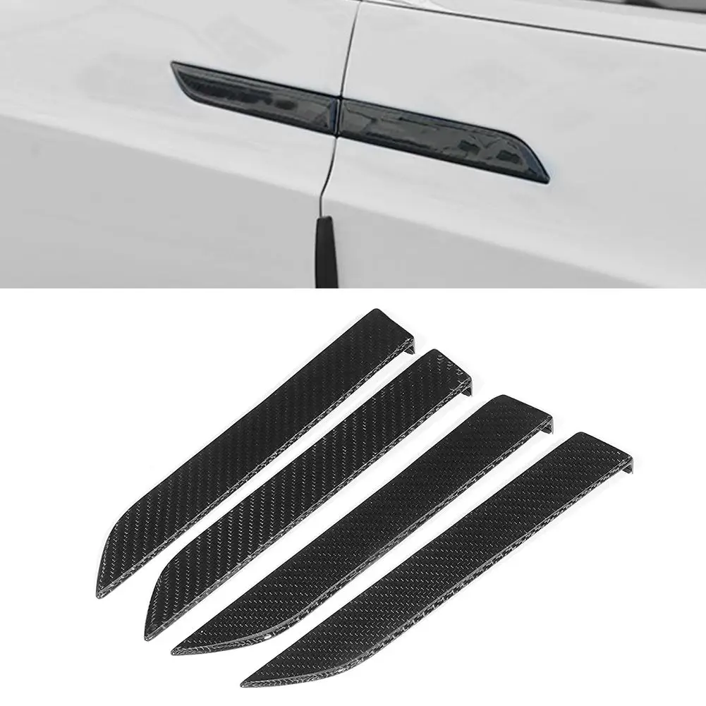 

Крышка дверной ручки из углеродного волокна, отделка рамы, аксессуары для модификации автомобиля, подходит для Tesla Model X 14-19