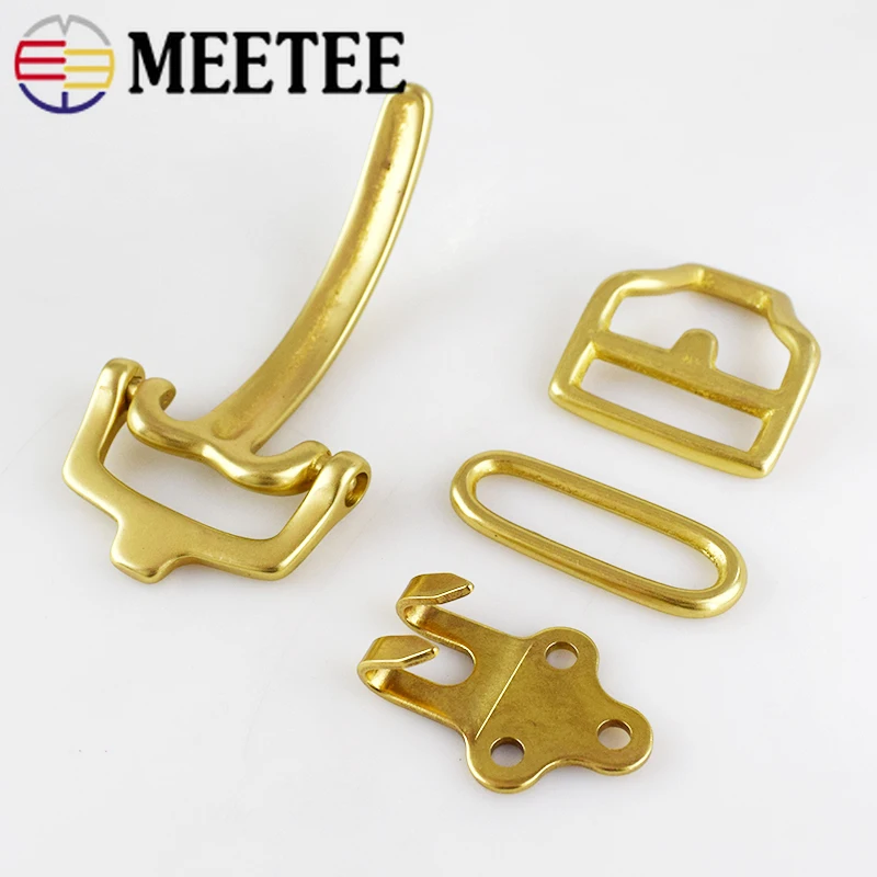 Ремень с пряжкой для кавалерии Meetee из твердой латуни мужчин пояс сделай сам