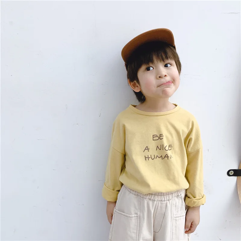 Весенние повседневные Мягкие топы с буквенным принтом для мальчиков и девочек