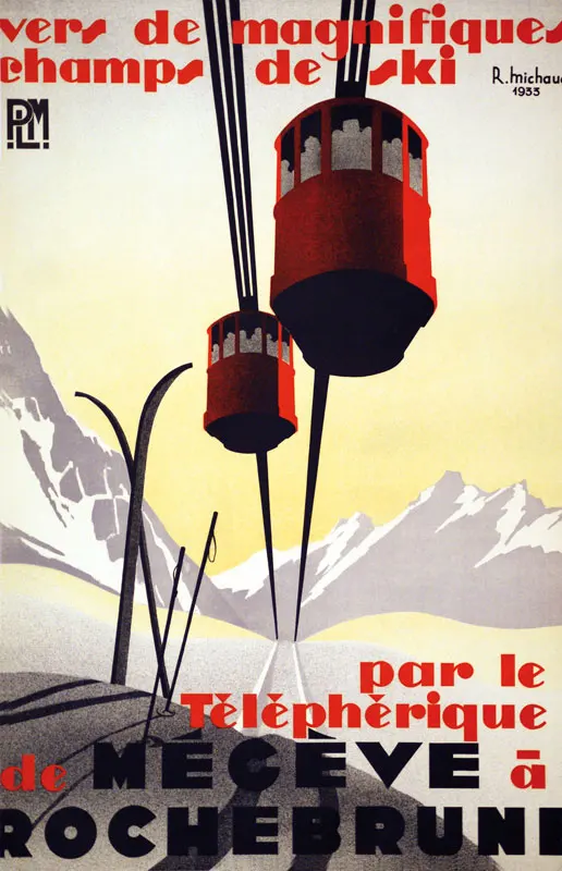 Франция туристические плакаты Rhone-Alpes Лыжный спорт классические настенные
