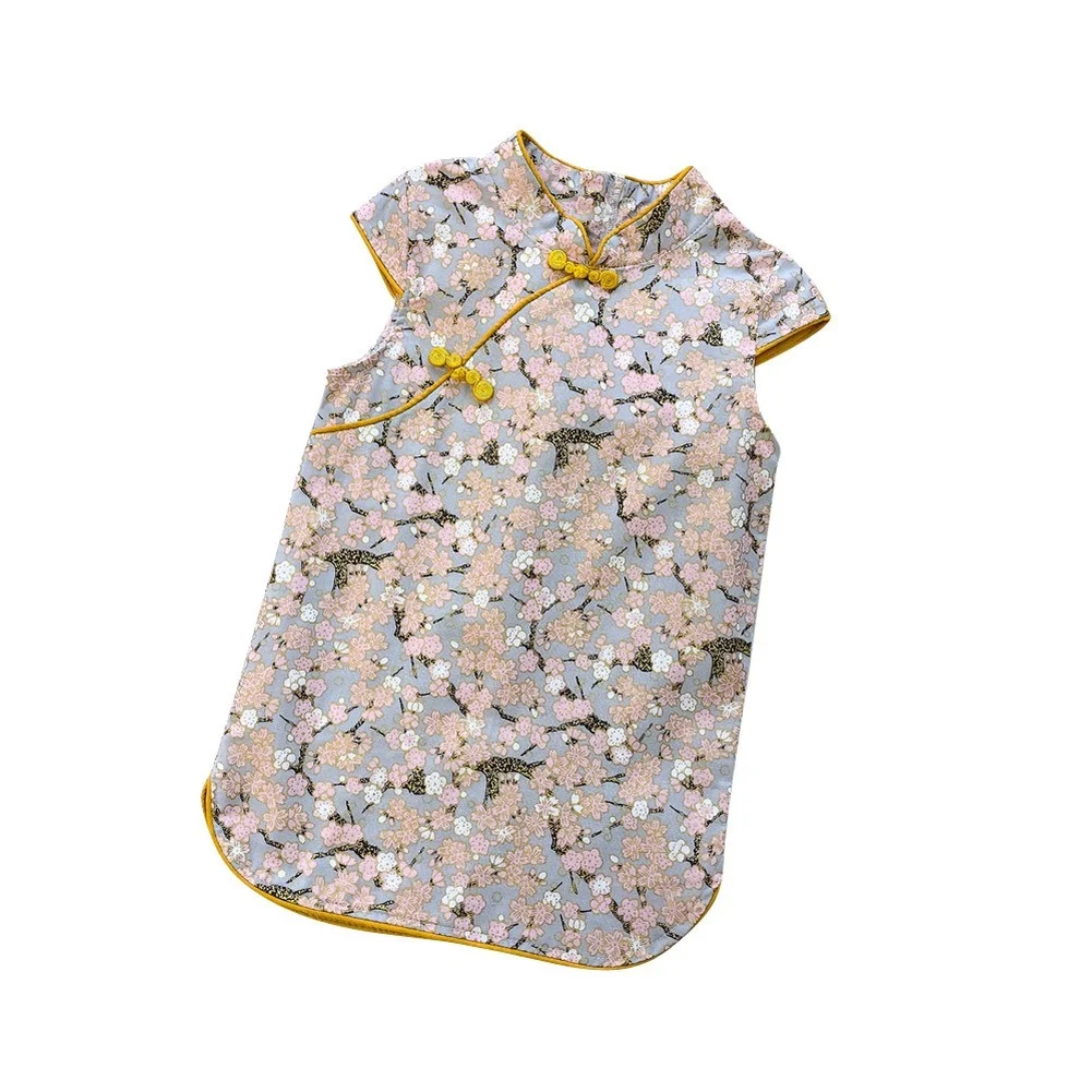 

2021 New Children's Clothing Summer Girls' Fashion Ethnic Style Hanfu Suit Children's Short-sleeved Cheongsam Costume