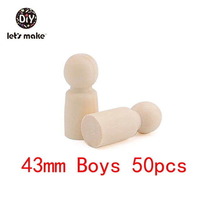43mm Boys 65/55/43 мм натуральный Un paint ed женский и мужской деревянный колышек куклы тела для DIY искусства и ремесла краски резной резьбы - Цвет: 43mm Boys