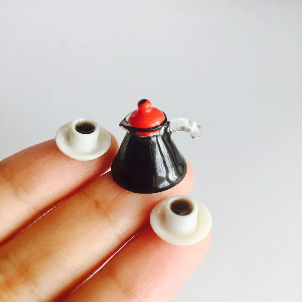 Миниатюрный кофейник и чашка в масштабе 1:12 тарелка имитация игры кукольный домик