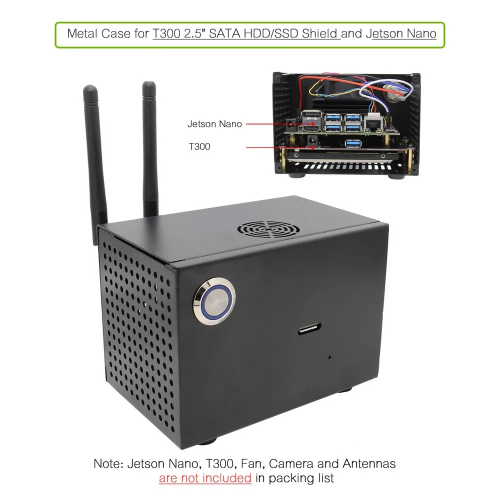 NVIDIA Jetson Nano T300 металлический чехол с Мощность и сброс Управление переключатель для Jetson Nano и T300 2,5 дюймов SATA SSD/HDD щит