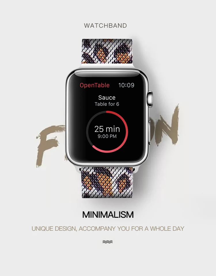 Серый леопардовый ремешок для часов 40 мм 44 мм для Apple Watch Series 4 магнитный ремешок из нержавеющей стали 38 мм металлический браслет 42 мм для Iwatch 2