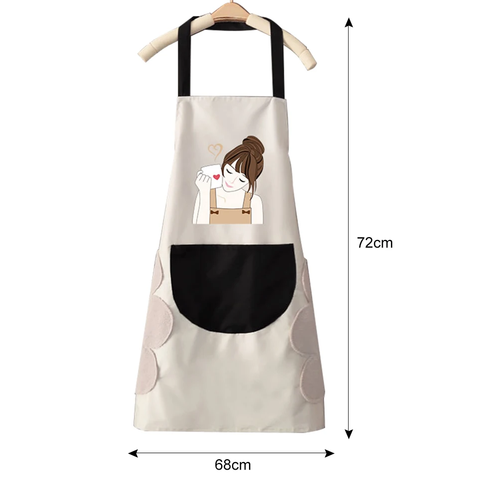 

1Pcs Kitchen Wipeable Waterproof Oil-Proof Cartoon Wreath Rabbit Kitchen Nail Shop Apron for Women Baking Accessories