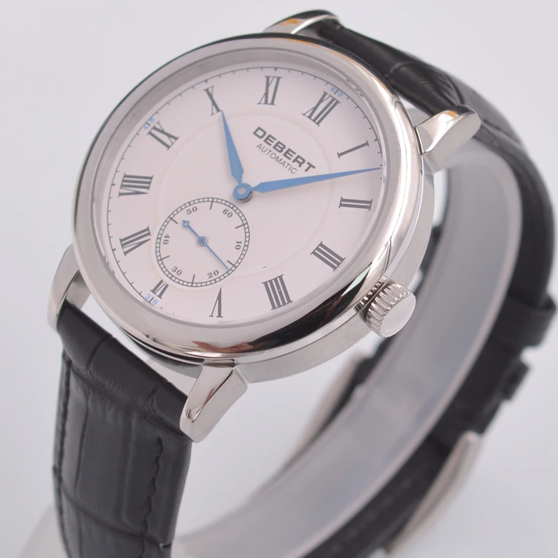 40 мм Debert сапфировое стекло белый циферблат чехол из нержавеющей стали римская