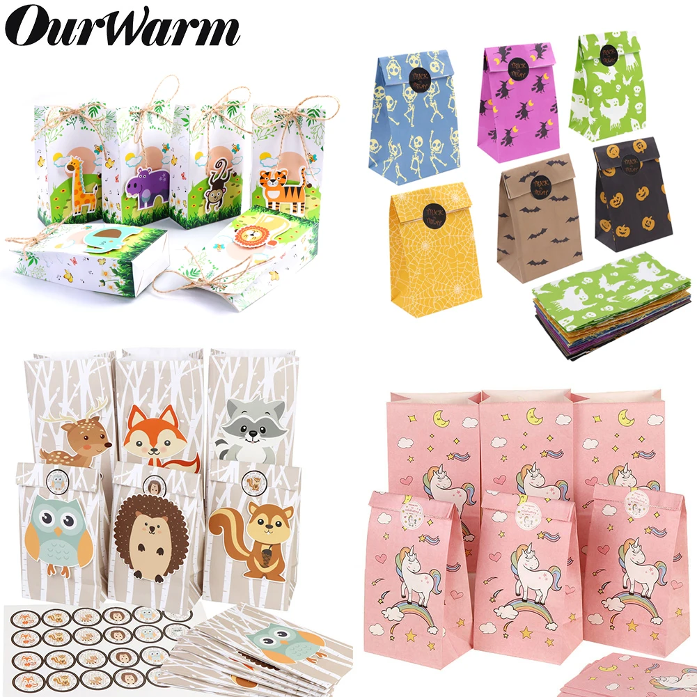 OurWarm 12 шт. бумажная Подарочная сумка украшения для дня рождения единорога конфет